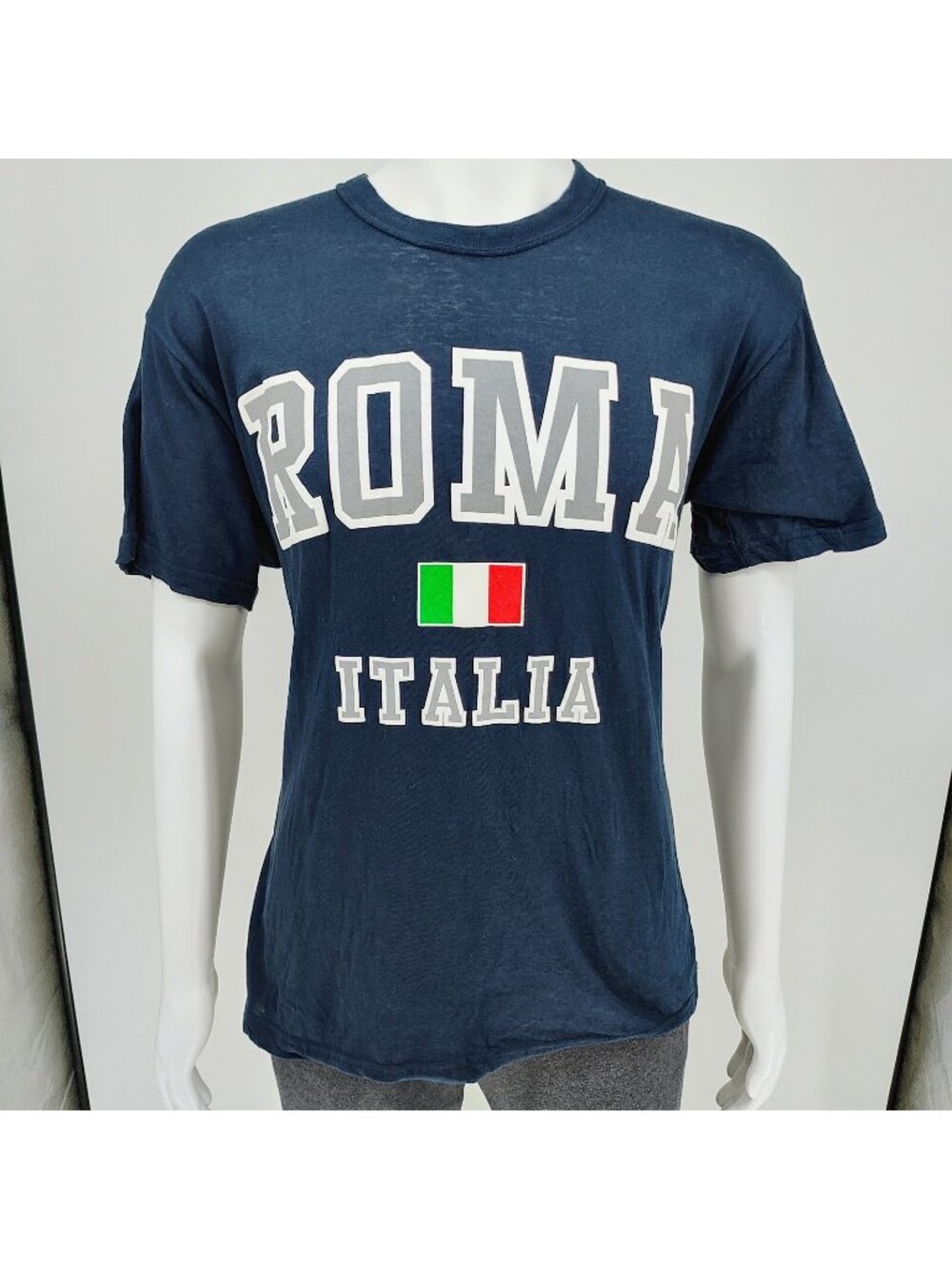 Original Carisma "Roma Italia" Italian Flag Blue Graphic T-Shirt (Womens XL)
